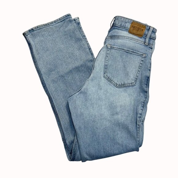 Hollister Jeans Curvy Ultra High Rise Dad Patchwork Light Wash Sz 5 Baggie Denim - Picture 3 of 16